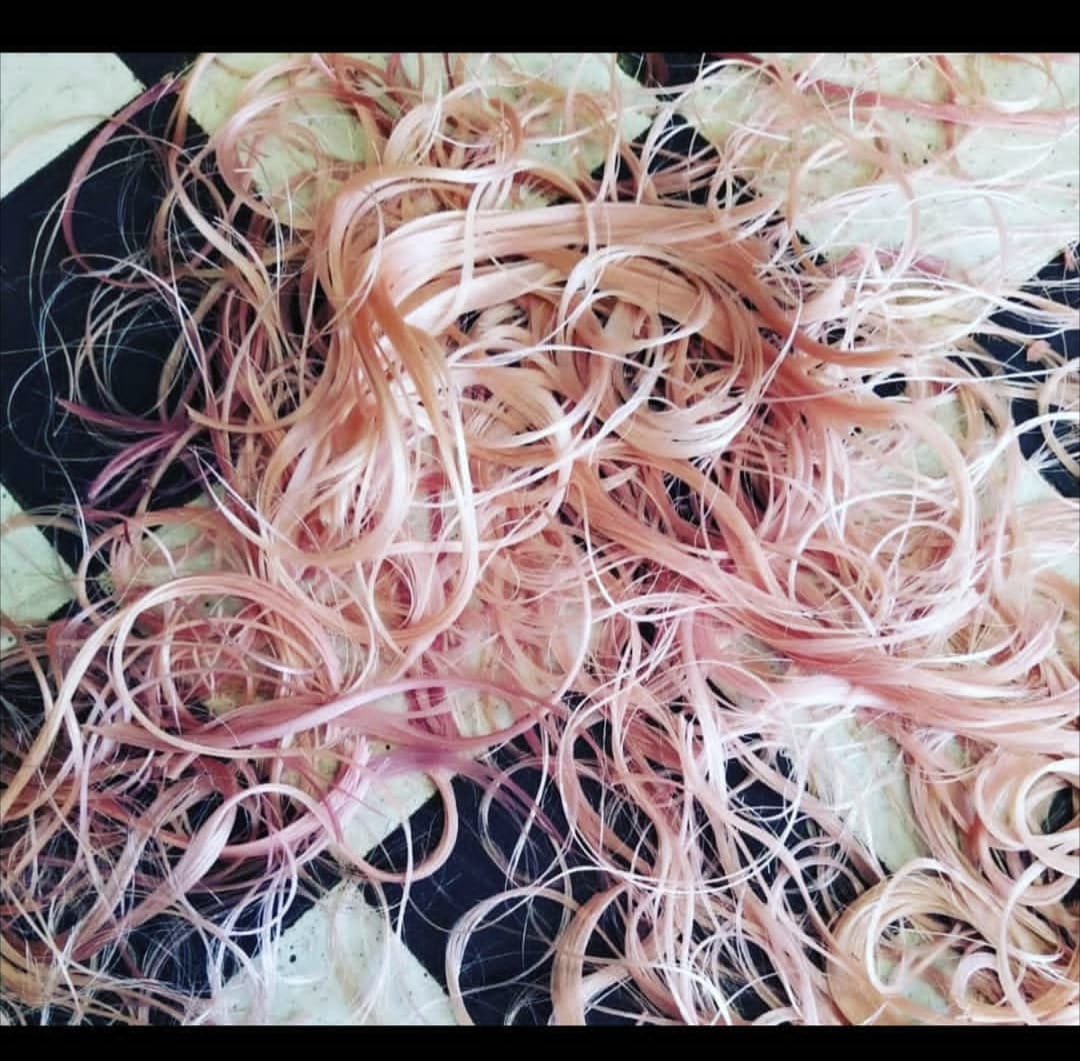 pink and peach hair cuttings